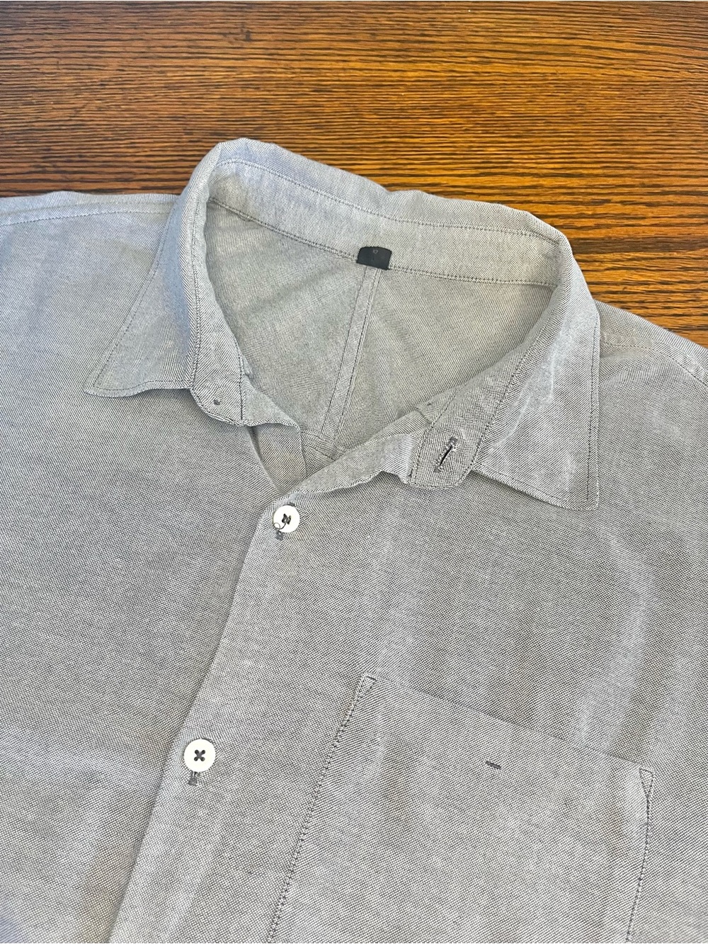 Lululemon Commission Shirt Men's L Short Sleeve Shirt Button Up Blue Technical